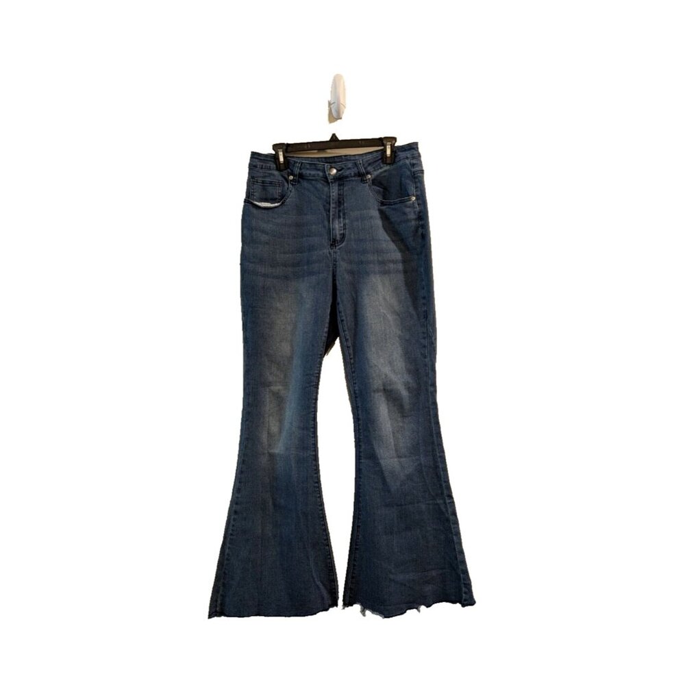 Shein Curve Flare Jeans Size 1XL Raw Hem‎ High Rise